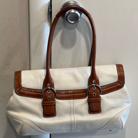 Vintage Coach 9636 Leather Soho Hamptons Satchel brown trim, buckles, tag - Picture 5 of 15